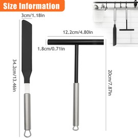 2 Pieces Easy to Clean Pancake Pan Batter Spreader Sets, T-Shaped Crepe Spreaders and Spatula Kits, Nylon + Stainless Steel Non-Stick Crepes Maker Tools for Bakery, Kitchen Home Cooking Baking (Black)
