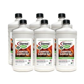 Sterno Fire Starter Fuel Gel Green Charcoal Lighter Fluid - Concentrated Ethanol Fuel for BBQ or Fireplace - All-Weather Burner for Indoor & Outdoor Use - 22 Oz Each, Pack of 6 Bottles