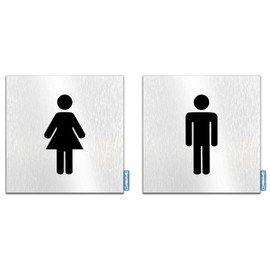 Türschilder24 Aluminium Dibond Sign, Door Sign, 120 x 120 x 3 mm, Toilet Toilet Set for Men and Women, 100% Made in Germany (Set Women/Men)