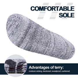 YUEDGE Men's Hiking Walking Socks Moisture Wicking Men's Socks Comfort Work Socks Padded Boot Socks Cushioned Crew Athletic Socks Thick Cotton Socks For Men Size 7.5-10.5, 5 Pairs