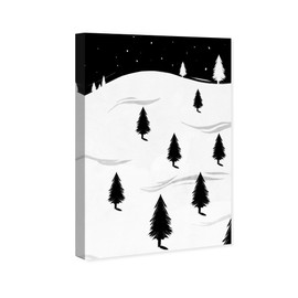 Wynwood Studio Holiday and Seasonal Wall Art Canvas Prints 'Pine Tree Landscape' Christmas Home Décor, 16" x 24", Black, White