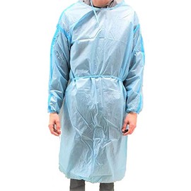 100 Pack LEVEL 2 PP + PE Disposable Isolation Gowns Blue with Elastic Cuff, Latex-Free, Non-Woven, Fluid Resistant, Dental, Medical, Hospital, Industries, ONE SIZE FITS ALL (100 PCS=10 Bags)