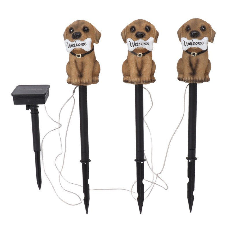LED Solar Garden Light Puppy Dog Statue Welcome Lamp Solar
