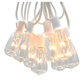 Hometown Evolution, Inc. Vintage Outdoor Patio String Lights with ST11 Clear Light Bulbs (White Wire, 10 ft)