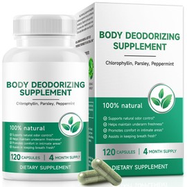 Chlorophyll Capsules Body Deodorizing Supplement for Daily Internal Freshness Support | Natural Botanical Blend for Routine Odor Balance, Gut Wellness, and Clean Inner Feeling | 120 Capsules