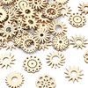 Stiesy 200 Pcs Gears Flower Unfinished Blank Wooden Slices Assorted