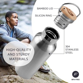 Bambaw Metal Insulated Water Bottle 16 oz | Stainless Steel Water Bottle Insulated | Reusable Water Bottle | Vacuum Insulated Water Bottle | Hot Water Bottle | Metal Water Bottle | Water Bottle 500 ml