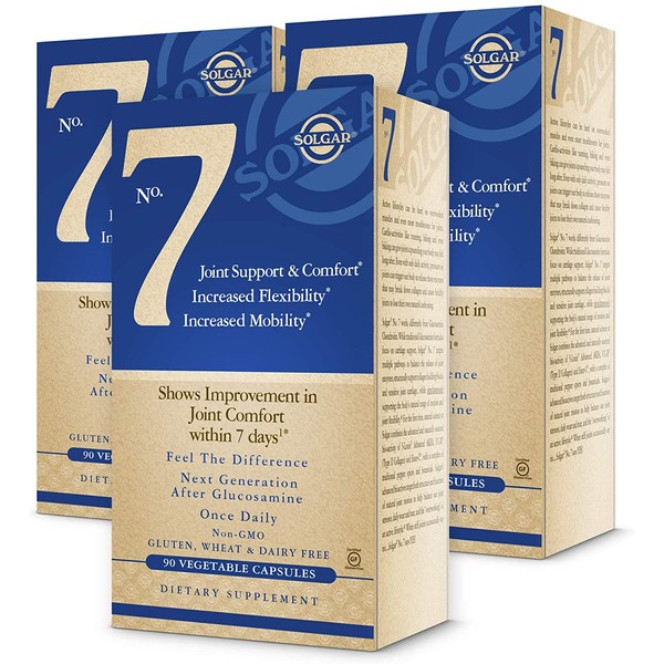 Solgar No. 7, 90 Vegetable Capsules - 3 Pack - Joint Support & Comfort - Increased Mobility & Flexibility - With Collagen & Turmeric - Non GMO, Gluten Free, Dairy Free - 90 Servings
