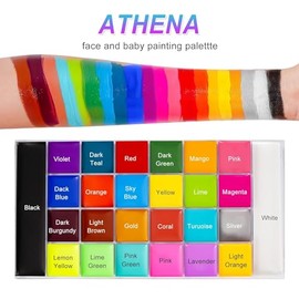 Pintura Facial y Pintura Corporal - Juego Profesional de Kit de 26 Colores de Pintura Facial y Corporal a Base de Aceite,con 10 Pinceles de Diferentes