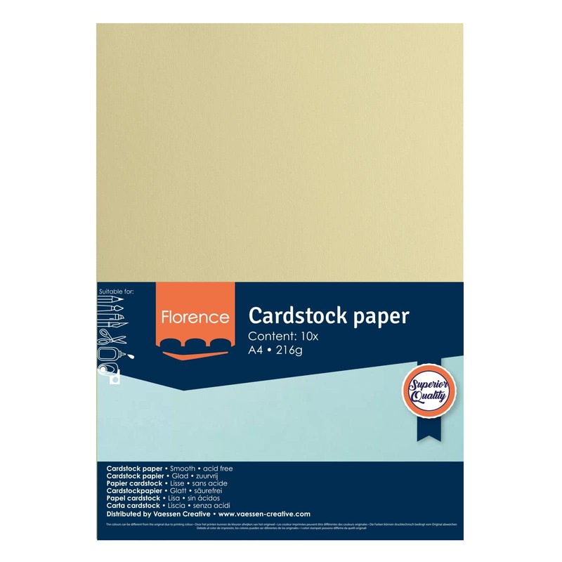 Vaessen Creative Florence Smooth Cardstock, Vanilla Pudding, 216 Grams, A4,