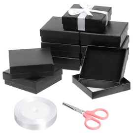 Glarks 12pcs 3.5 x 3.5 x 1.1in Jewelry Gifts Boxes Kit, Black Fan Shaped Jewelry Boxes for Ring Earring Jewelry, Christmas, Birthday, Anniversaries, Valentine’s Day, Mother’s Day and Other Festivals