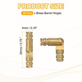 PATIKIL Hidden Brass Barrel Hinges 0.8"x0.16", 20 Pcs Invisible Hinges Folding Support Concealed Cylinder Hinge for DIY Jewelry Cabinet Door Wooden Box, Gold