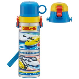 Skater SKDC6-A Children's 2-Way Stainless Steel Water Bottle, Direct Drinking, 20.8 fl oz (580 ml), Cup Drinking, 20.4 fl oz (570 ml), Plarail, 24, Kid-friendly Lightweight Type, Boys, Cool