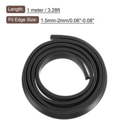 QUARKZMAN U-Channel Edge Protection, 1 Metre Length Rubber Protection Strip Edge Protection Flat Profile Suitable for 1.5-2 mm Edges (13/64" W x 7/16" H) Black