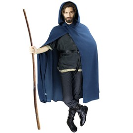 FSUJWOA FSUJWOA Blau Renaissance Kapuzenumhang mittelalter kleidung herren Hexenmantel mit Kapuze Hobbit Kostüm