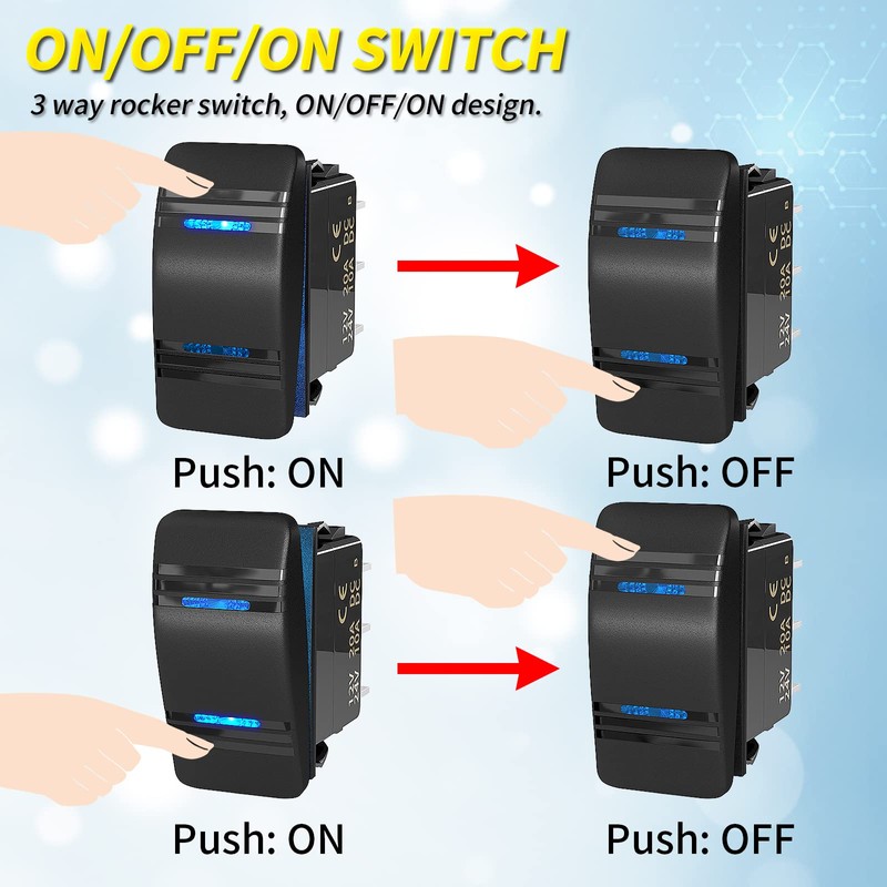 Joinfworld Marine Rocker Switch 12V 20A 3 Position ON Off