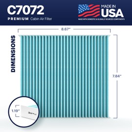 BNX TruFilter C7072 Filtro de aire de cabina, HEPA 99.97%, fabricado en Estados Unidos, compatible con Honda CR-V (1997-2001) y Honda Insight (2000-2006)