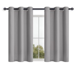 Hiasan Blackout Curtains 2 Panels for Bedroom, Thermal Insulated Sun Blocking Energy Saving Curtains for Living Room, Bedroom and Kids' Room, 42 x 45 Inch, Silver Grey