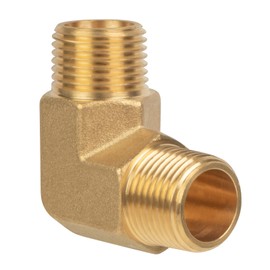 JUWO 1/2" x 1/2" NPT Male 90 Degree Street Elbow, Brass Pipe Fitting for Gas, Air, Oil, Propane (1-Pack)