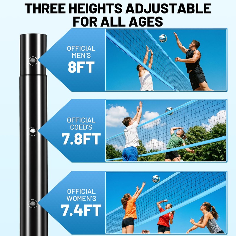 Outdoor Portable Volleyball Net Set with Anti-Sag Winch System