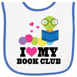 inktastic Reading I Love My Book Club Baby Terry Cloth Bib White and Royal 41fab