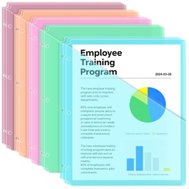 Fyess 15 Pack 3 Hole Punch Colored Plastic Document Folders, Poly Translucent Slash File Jackets, US Letter/A4 Size 20C (2mm) Clear Pocket File Folders, Copy Safe Plastic Document Sleeves