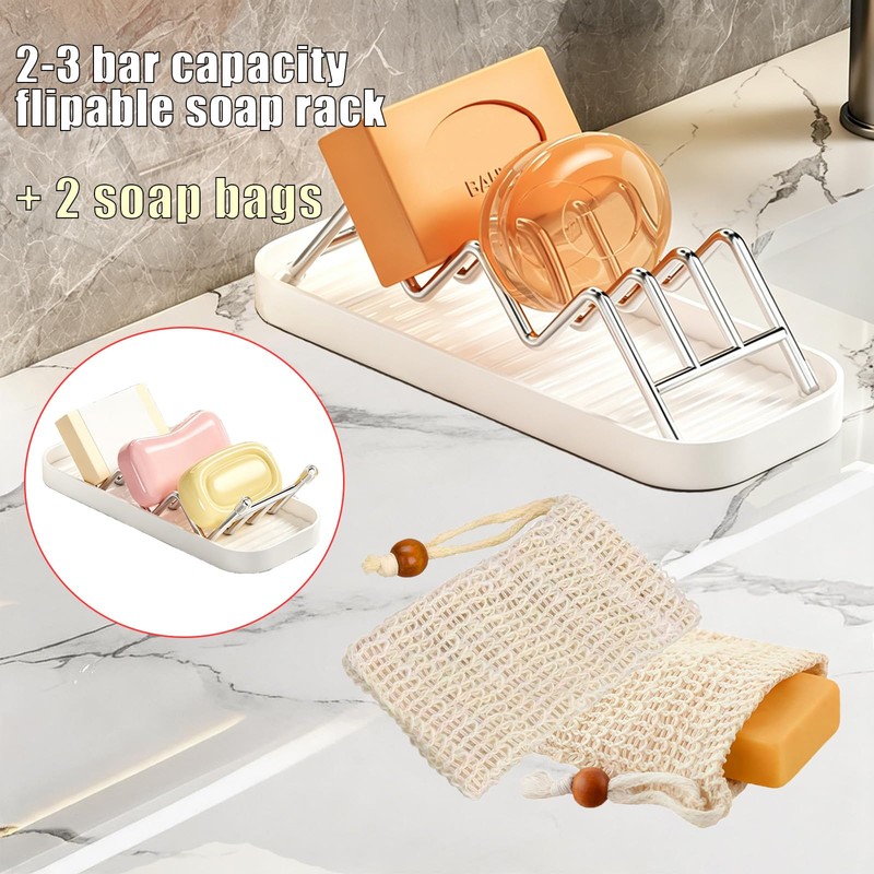 Thick Stainless Steel Soap Holder with 2 Soap Saver Bags,