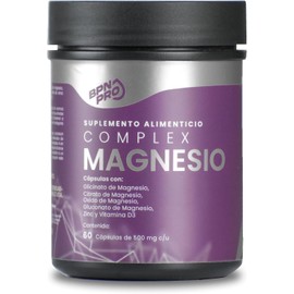 Magnesio Complex Natural – 60 Cápsulas con Citrato, Óxido, Gluconato y Extracto de Magnesio + Zinc y Vitamina D3 | Sin Gluten ni Aditivos