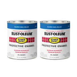 Rust-Oleum 7724502-2PK Stops Rust Brush On Paint, Quart, Gloss Sail Blue, 2 Pack