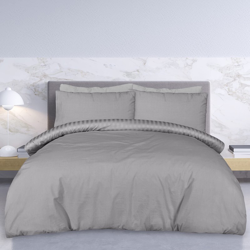 Sleepdown Soft Hotel Quality 225 THREAD COUNT POLYCOTTON Satin Stripe