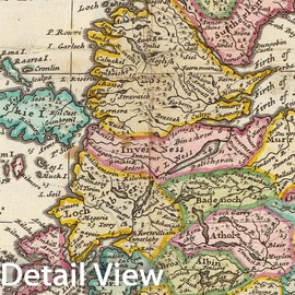 Historic Map - 1736 New and Correct map of Scotland & The Isles. - Vintage Wall Art - 41in x 44in