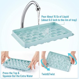 Ice Cube Tray, Ice Cube Tray with Lid, Space-Saving and Stackable Ice Tray, LFGB Certified and BPA-Free, Square Ice Cube Trays, Easy to Remove (1 Pack Blue)