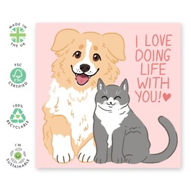 Happy Anniversary Husband Card - Dog Valentines Day Card - 'I Love Doing Life With You Pets' - Wife Birthday Card - Pet Owner Dog Mom Dad - I Love You Gifts For Her Him - Comes With Cute Stickers