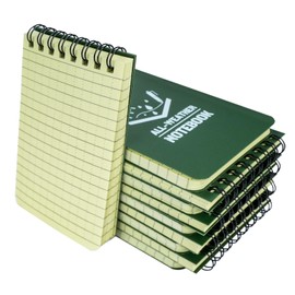 10 Pack Waterproof Notebook, FHDUSRYO 3x5 inch Pocket Notepad, All Weather Pocket Notebook, Write in The Rain Mini Spiral Notepad with Grid, Handy Steno Memo Pads for Outdoor, Office, School (Green)