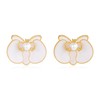 FAUTHENTICUTE White Flower Stud Earrings For Women Cute Enameled Orchid