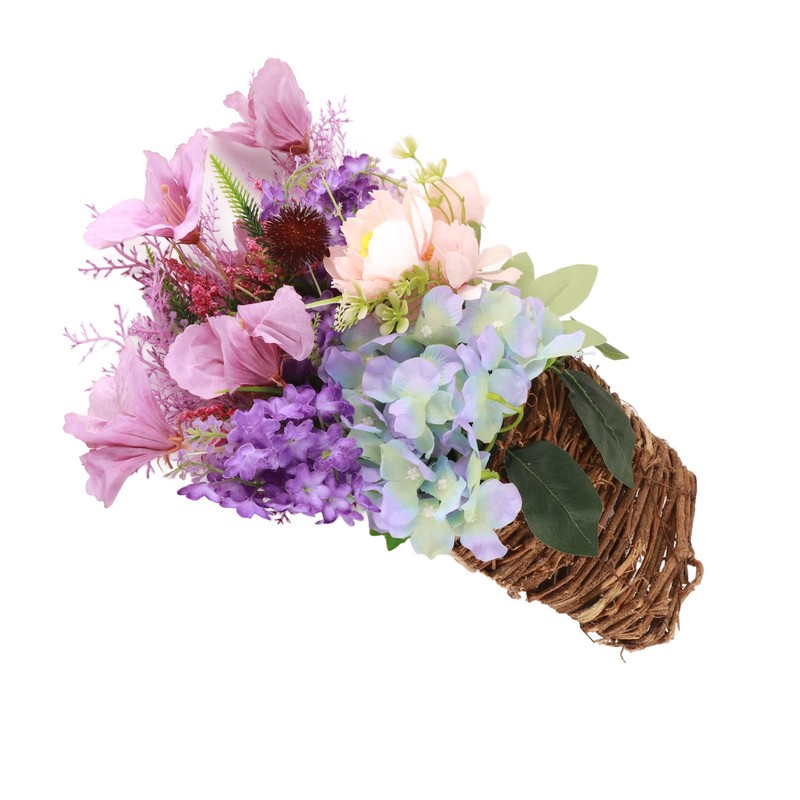 Lavender Basket Wreath for Front Door Artificial Spring Summer Wreath