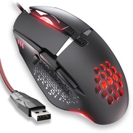 Varbmt C303 Wired RGB Gaming Mouse - 8 Programmable Buttons, 6-Level DPI (1200-12800), Ergonomic Grip with 5.5FT USB Cable