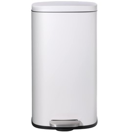 AthLike 8 Gallon Trash Can, 30L Stainless Steel Kitchen Garbage Can, Step Waste Bin with Hinged Lid and Removable Inner Bucket, Soft-Close, Dustbin for Bathroom Bedroom Living Room Home Office