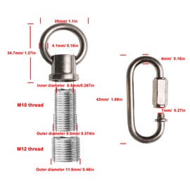 Haligate Brush Nickel Hook Rings for Light Fixture M10/M12 Available Pack of 2 with 2 Link Buckles