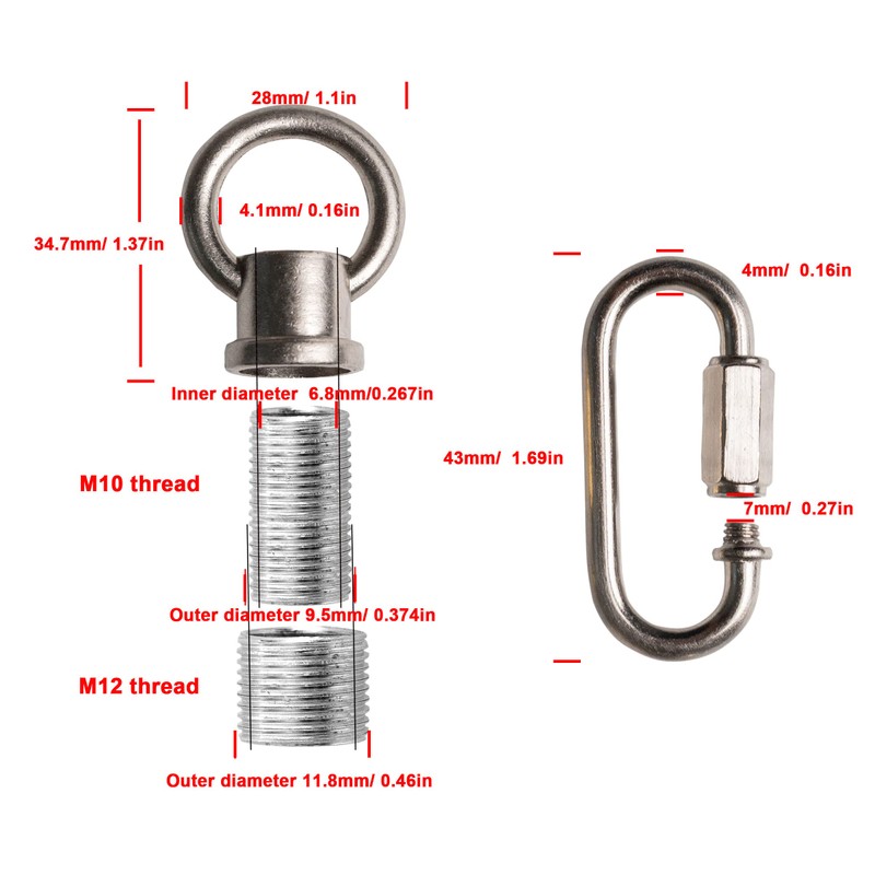 Haligate Brush Nickel Hook Rings for Light Fixture M10/M12 Available