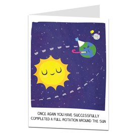 LimaLima Funny Space Birthday Card For Men & Women. Successfully Completed A Full Rotation Around The Sun. Cute Design