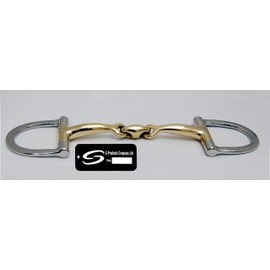 S-Products EQUESTRIAN D-RING CURVED MOUTHPIECE DOUBLE JOINTED LOZENGE HORSE SNAFFLE BIT (6.25")