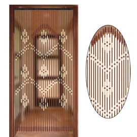 DDBESSIC Wood Beaded Curtain, 31 Lines Bamboo Beaded Curtain 35 x 69In Natural Hanging Door Room Divider for Porch Doorways Bedroom Living Room