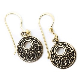 WINDALF Viking Earrings Northern Wheel Height: 1.5 cm Vikings High-Quality Bronze, Fabric, No Gemstone