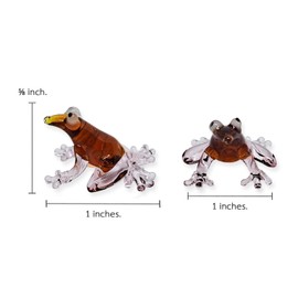 WitnyStore Tiny 1" Brown Frog Clear Feet Figurine - Miniature Hand Blown Painted Glass Poison Dart Frogs Toad Amphibian Animal Colorful Small Crystal Replica Decorative Collectible Figures Décor Gifts