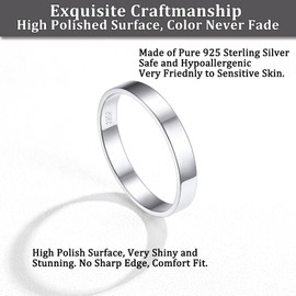 Bestyle 3mm Sterling Silver Wedding Band Ring Men Women Minimalist Plain Knuckle Stacking Thumb Rings/Finger Rings for Boys Grils, Size 8