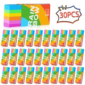 QKFON 2B Eraser, Pack of 30 Rainbow Erasers, Children's Eraser, Soft Eraser, Mini Eraser, Soft School Eraser Set for Schools, Sketches, Office, Signs