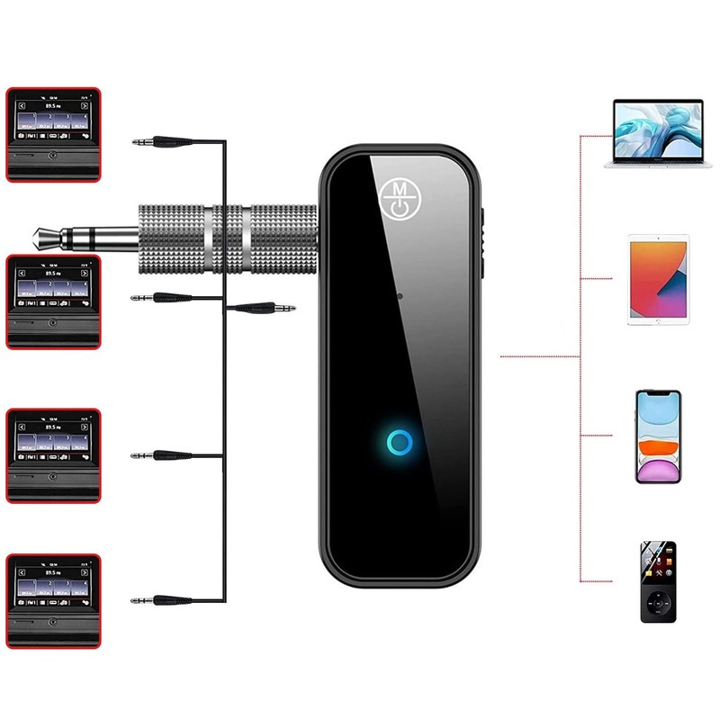 Car BT 5.0 Receiver 3.5mm Stable 100Mbps Transmission 11yd Distance