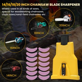 Chainsaw Sharpener with 12PCS Fast Sharpening Stone, Chain Saw Sharpener Tool, Chainsaw Chain Sharpener, Chain Saw Blade Sharpener, Chainsaw Teeth Sharpener for 14 16 18 20 Inches Chain Saw Bar