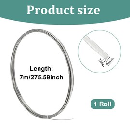 BENECREAT 19 Gauge 304 Stainless Steel Flat Wire, 23 Feet 2mm Wide Metal Craft Wire, Bendable Steel Wire for Jewellery Making, Resin Bezel Frame, Floral Arrangements